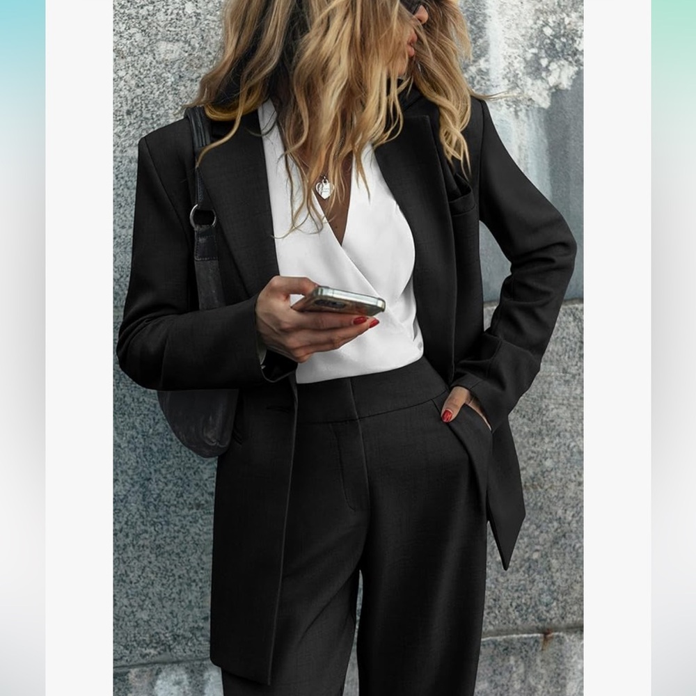 Pretty Garden Womens 2 Piece Blazer Jacket And Wide Leg Pants - Picture 3 of 7